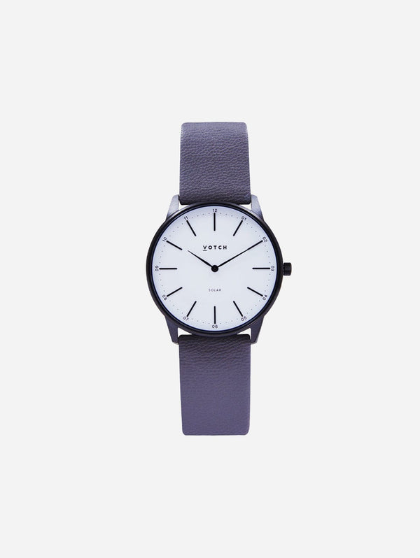 Votch Solar Classic Appleskin Vegan Leather Watch | Black & Steel Grey