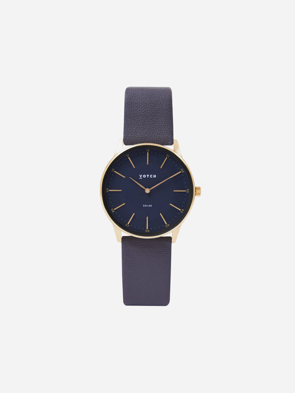 Solar Classic Appleskin Vegan Leather Watch | Gold & Black with Steel Grey