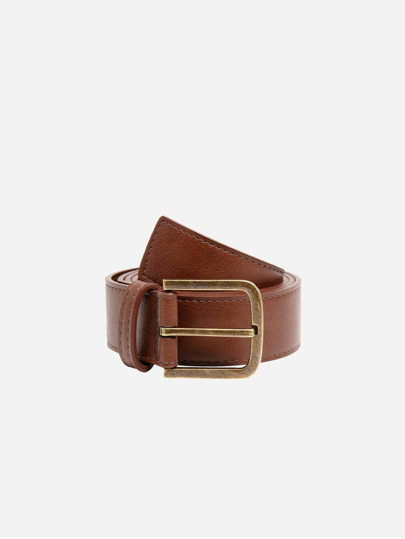 Green Laces Bo Brass Buckle Vegan Belt | Chestnut