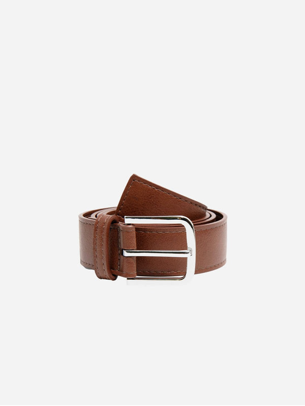 Green Laces Bo Silver Buckle Vegan Belt | Chestnut