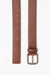 Immaculate Vegan - Green Laces Bo Brass Buckle Vegan Belt | Chestnut