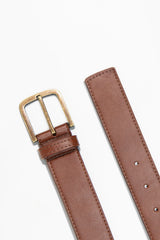 Immaculate Vegan - Green Laces Bo Brass Buckle Vegan Belt | Chestnut