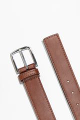 Immaculate Vegan - Green Laces Bo Silver Buckle Vegan Belt | Chestnut