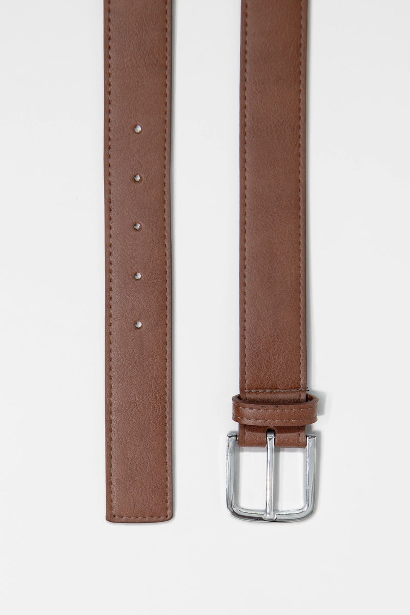 Green Laces Bo Silver Buckle Vegan Belt | Chestnut