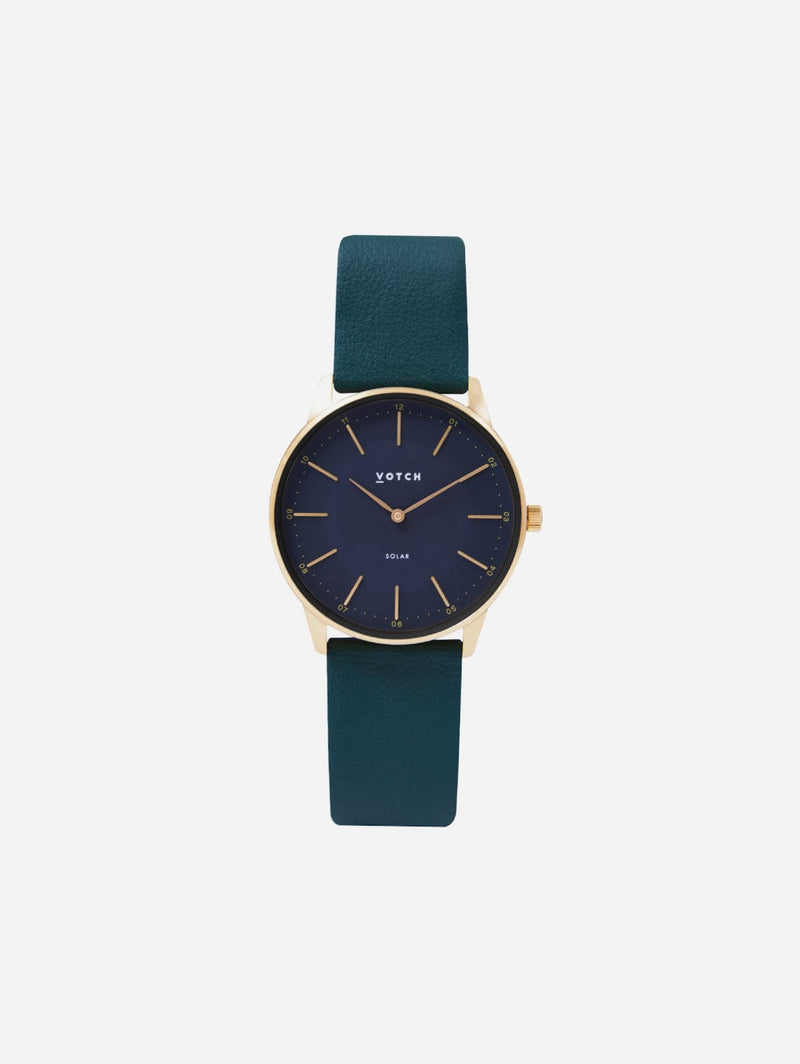 Votch Solar Classic Appleskin Vegan Leather Watch | Gold & Black with Forest Green Watch