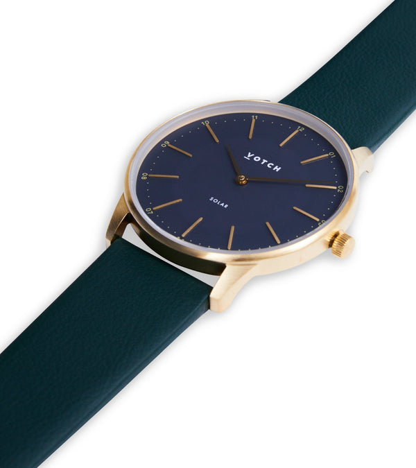 Votch Gold & Black with Forest Green Watch | Solar Classic