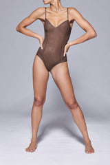 Immaculate Vegan - Hedoine Shaping Power Mesh V-Neck Body Nude Smoky