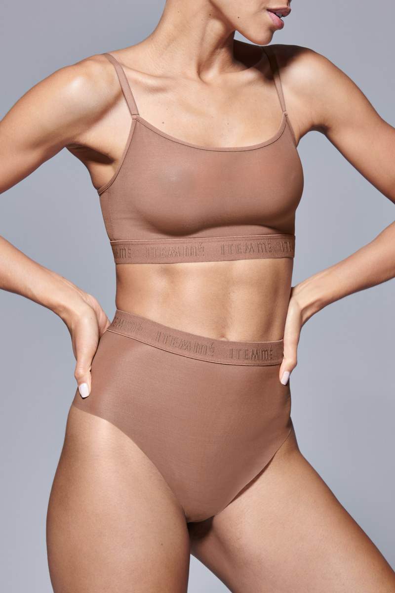 Hedoine Supportive All Mesh Brazilian Briefs Nude Olive