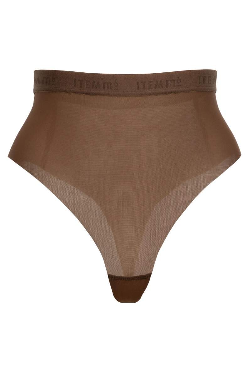 Hedoine Supportive All Mesh Brazilian Briefs Nude Olive