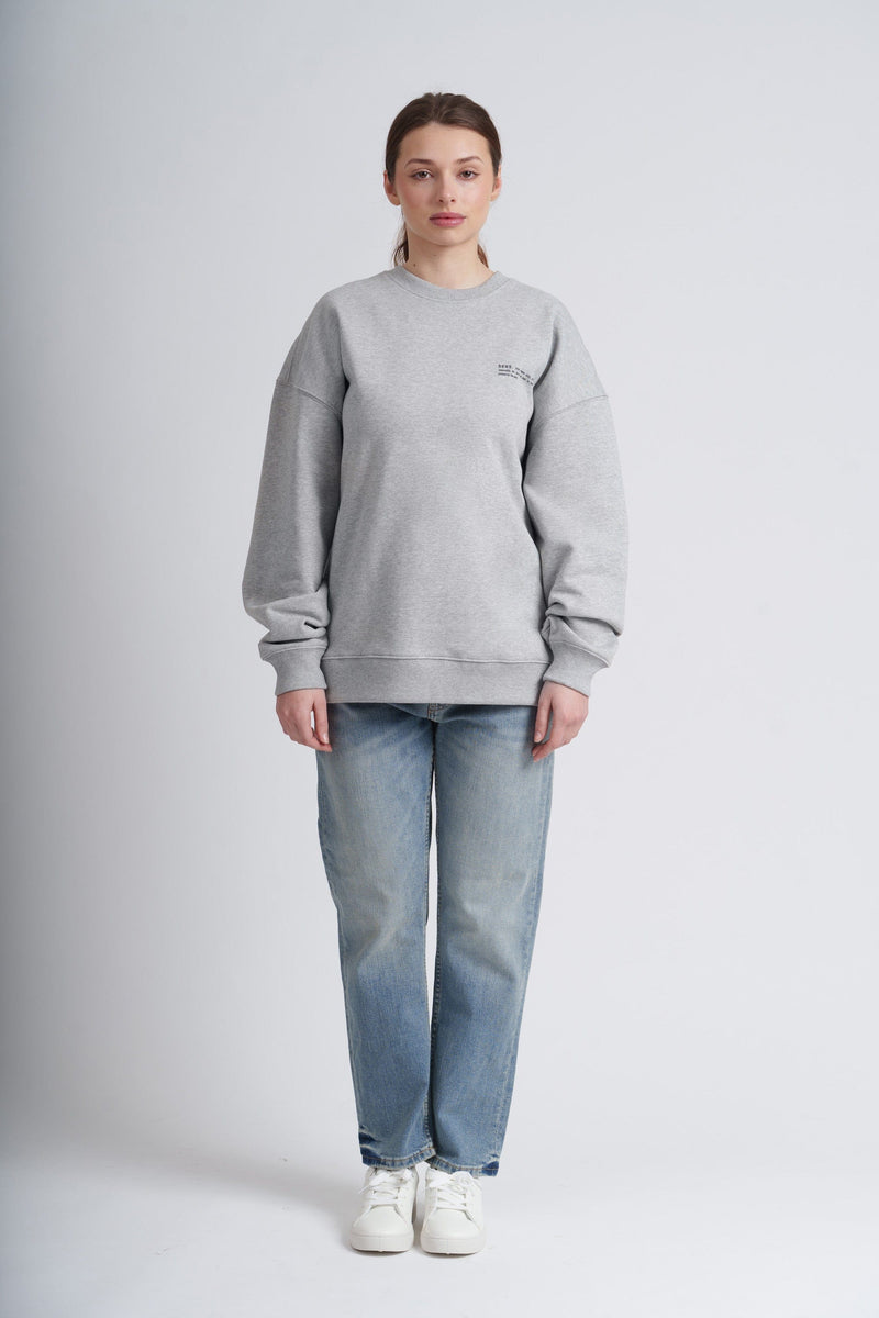 hewn. Womens Organic Cotton Signature Oversized Sweatshirt in Rock Grey Marl