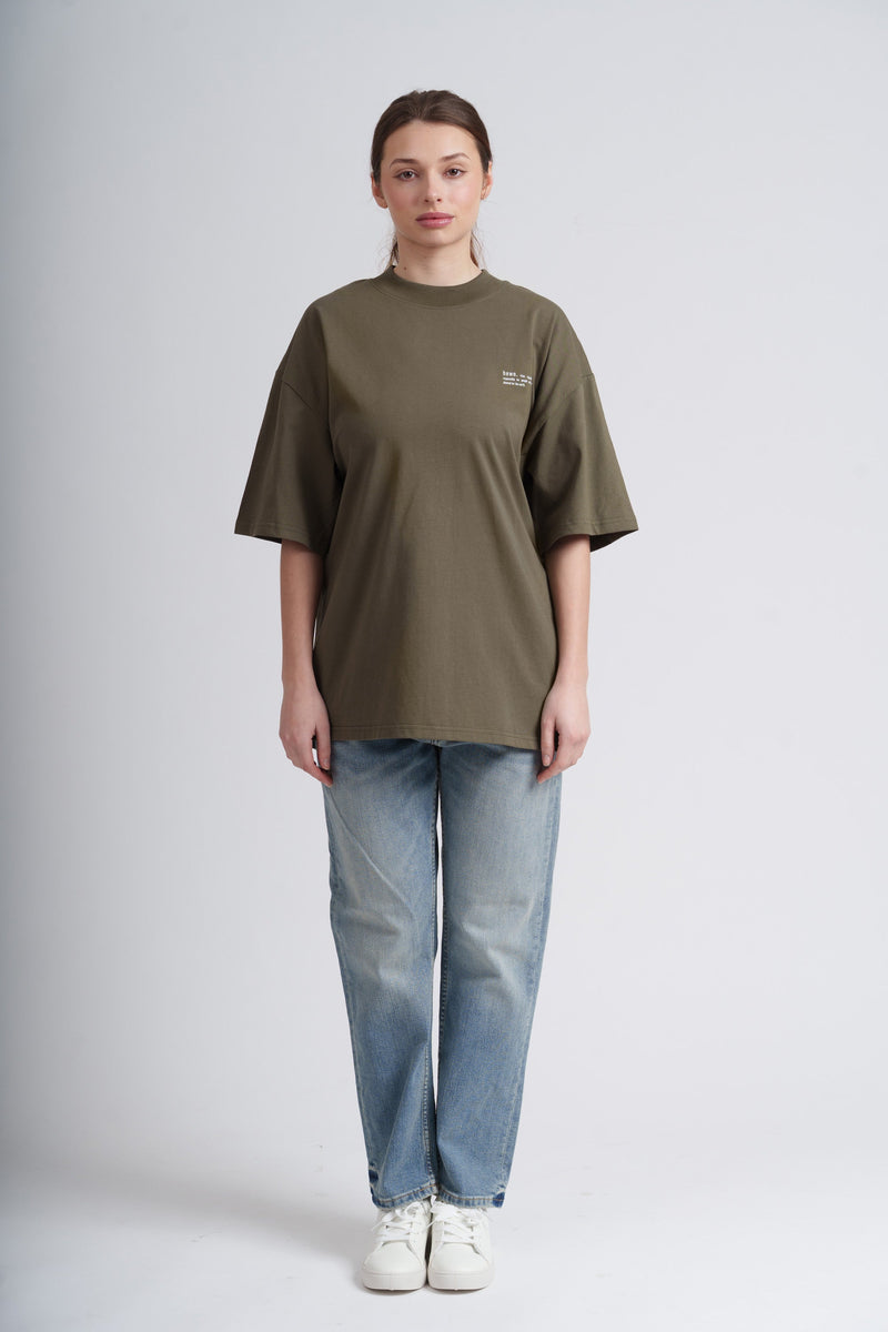 Women's Organic Cotton Signature Oversized T-Shirt | Pine Green Khaki
