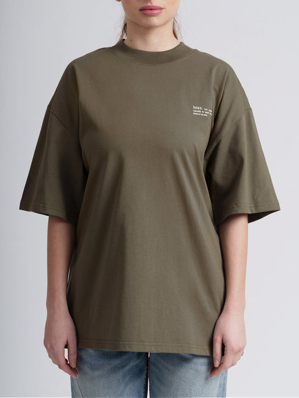Women's Organic Cotton Signature Oversized T-Shirt | Pine Green Khaki