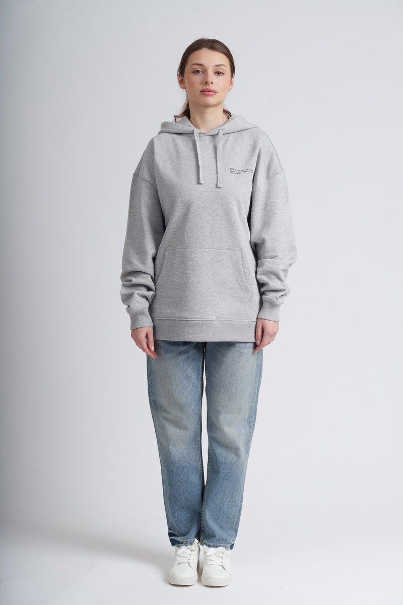 Women's Organic Cotton Signature Oversized Hoodie | Rock Grey Marl