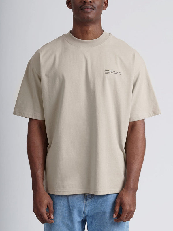 hewn. Mens Organic Cotton Signature Oversized T-shirt in Limestone Grey