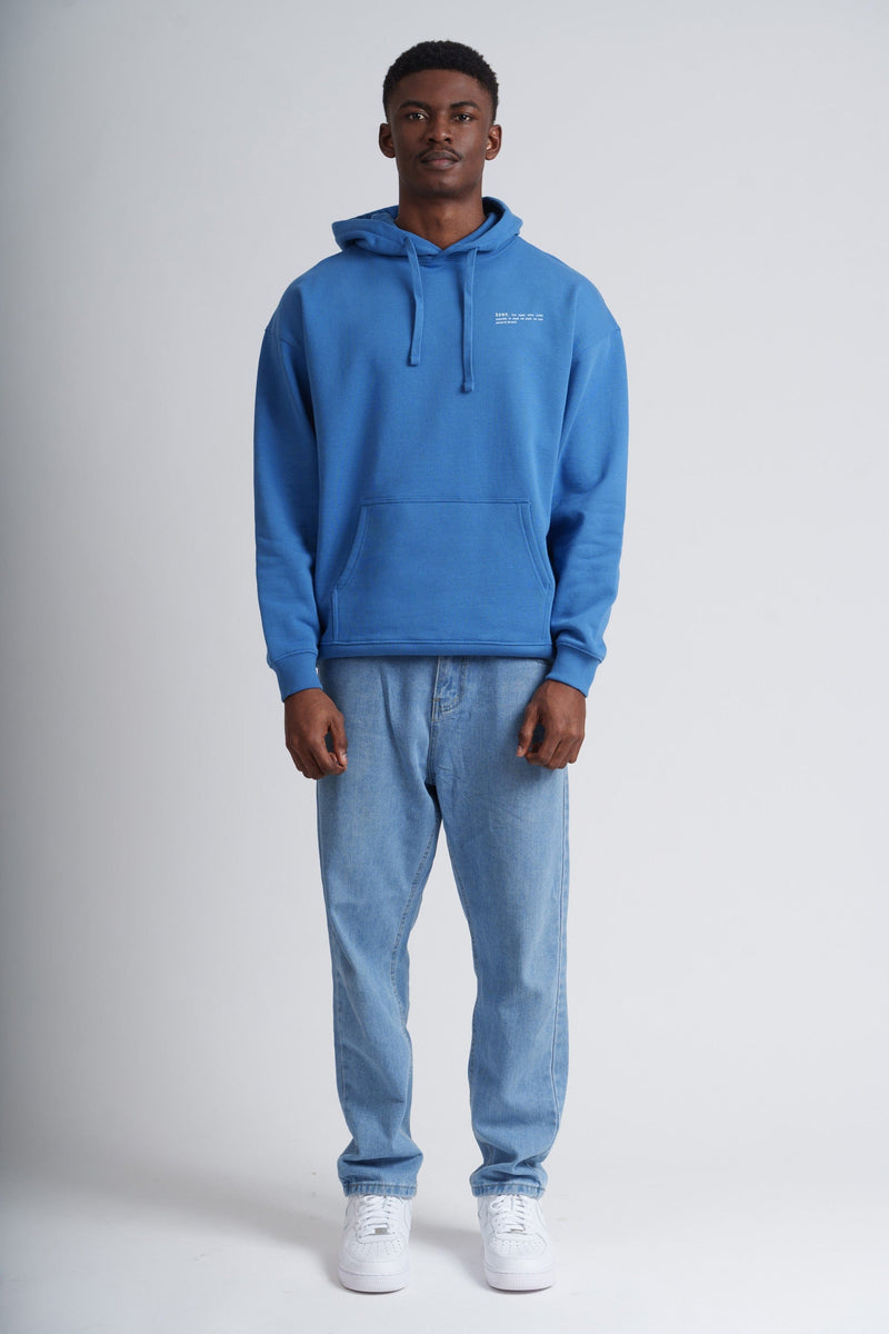 hewn. Mens Organic Cotton Signature Oversized Hoodie in Morpho Blue