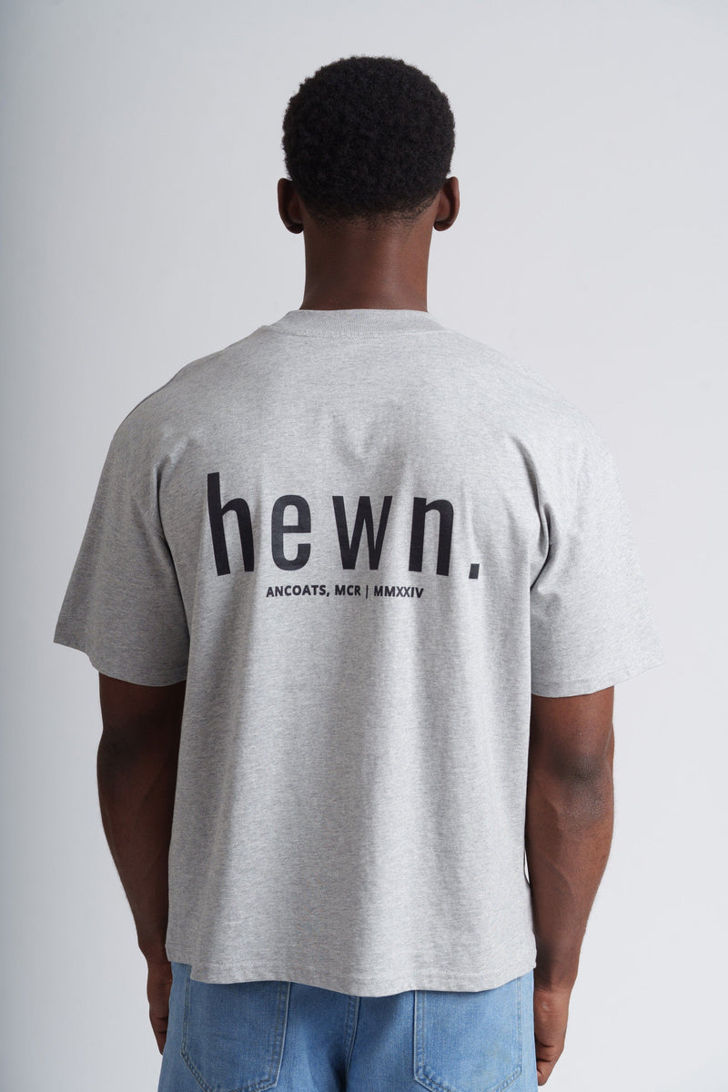 hewn. Mens Organic Cotton Signature Oversized T-shirt in Rock Grey Marl