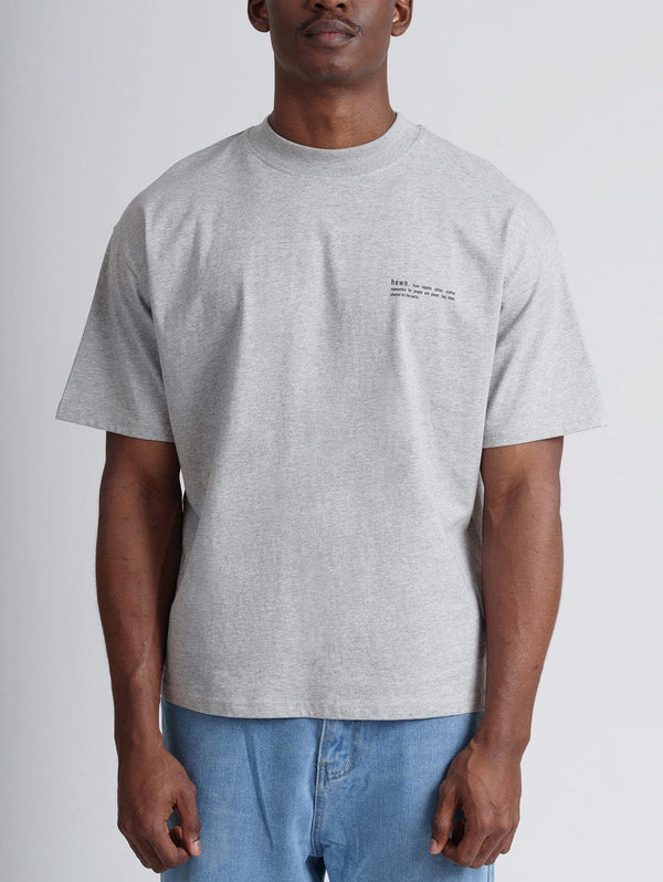 hewn. Mens Organic Cotton Signature Oversized T-shirt in Rock Grey Marl