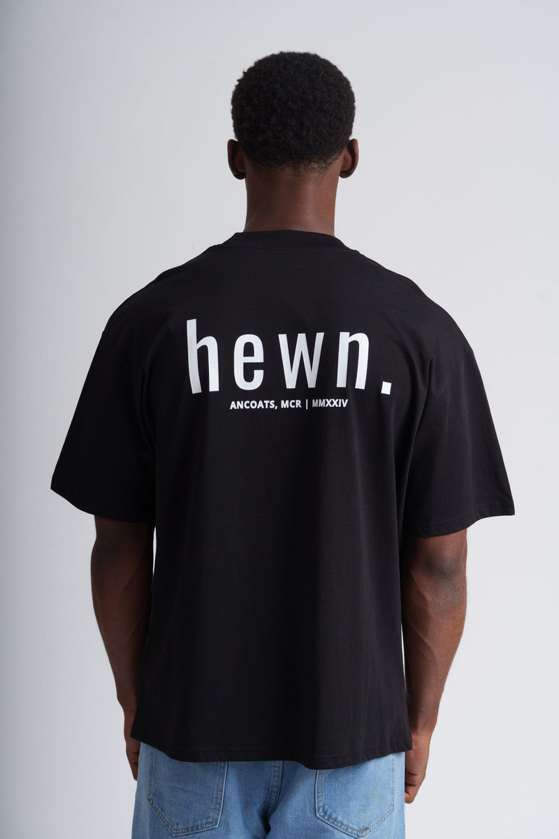 hewn. Mens Organic Cotton Signature Oversized T-shirt in Jet Black