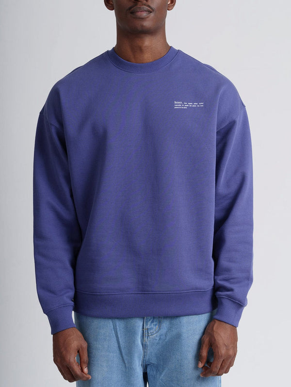hewn. Mens Organic Cotton Signature Oversized Sweatshirt in Dusk Purple