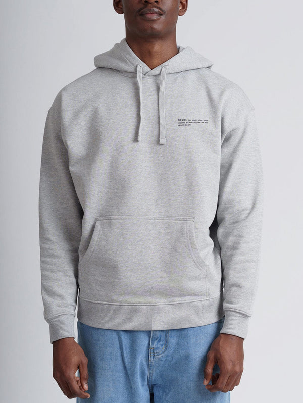 hewn. Mens Organic Cotton Signature Oversized Hoodie in Rock Grey Marl