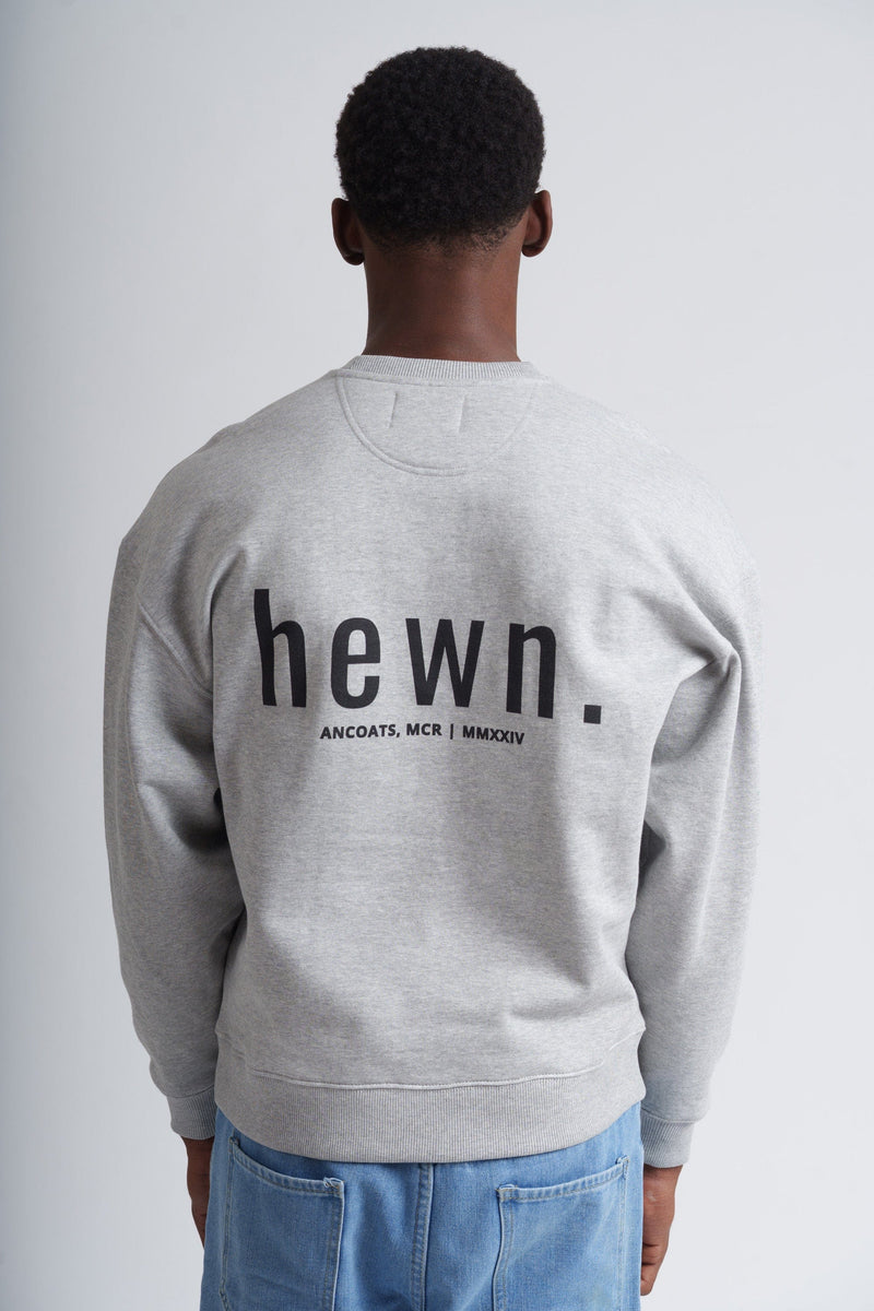 hewn. Mens Organic Cotton Signature Oversized Sweatshirt in Rock Grey Marl