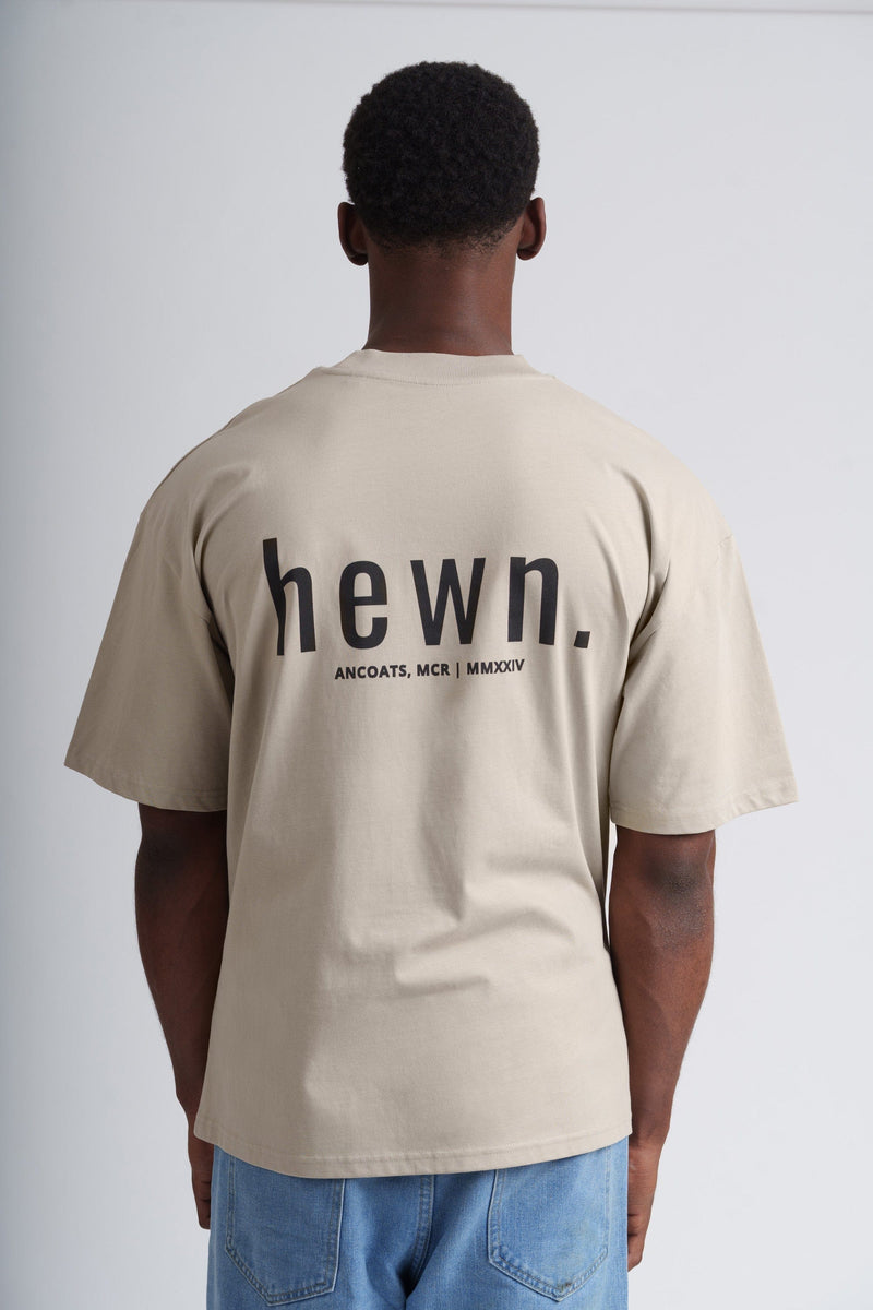 hewn. Mens Organic Cotton Signature Oversized T-shirt in Limestone Grey