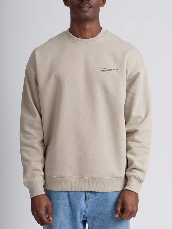 hewn. Mens Organic Cotton Signature Oversized Sweatshirt in Limestone Grey