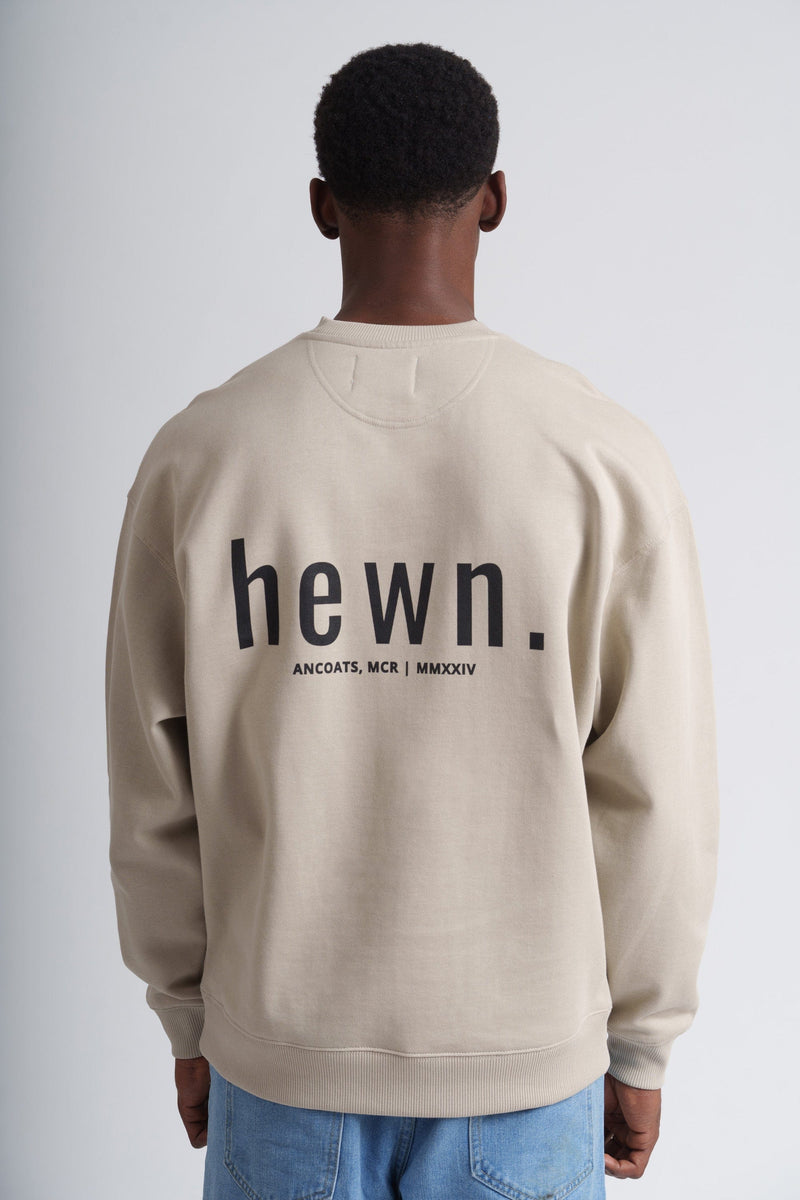hewn. Mens Organic Cotton Signature Oversized Sweatshirt in Limestone Grey