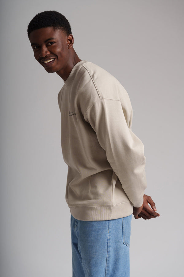 hewn. Mens Organic Cotton Signature Oversized Sweatshirt in Limestone Grey