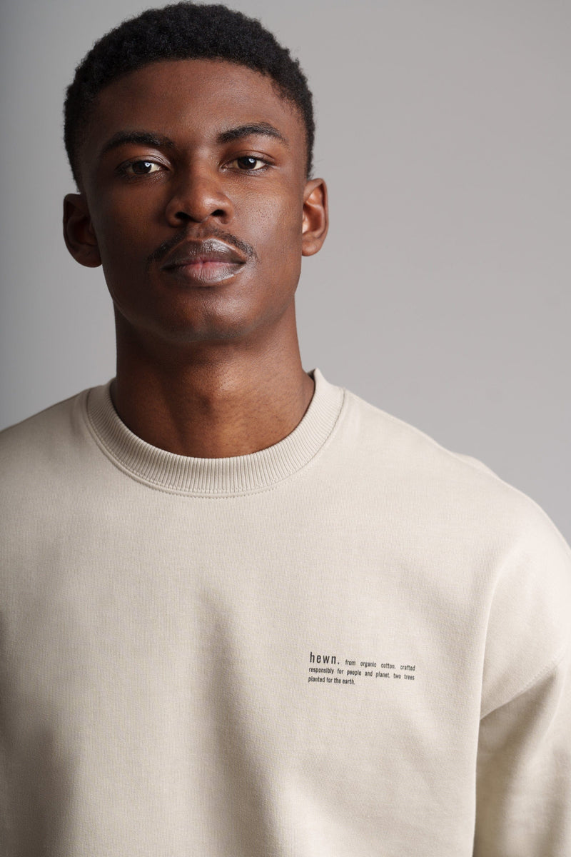 hewn. Mens Organic Cotton Signature Oversized Sweatshirt in Limestone Grey