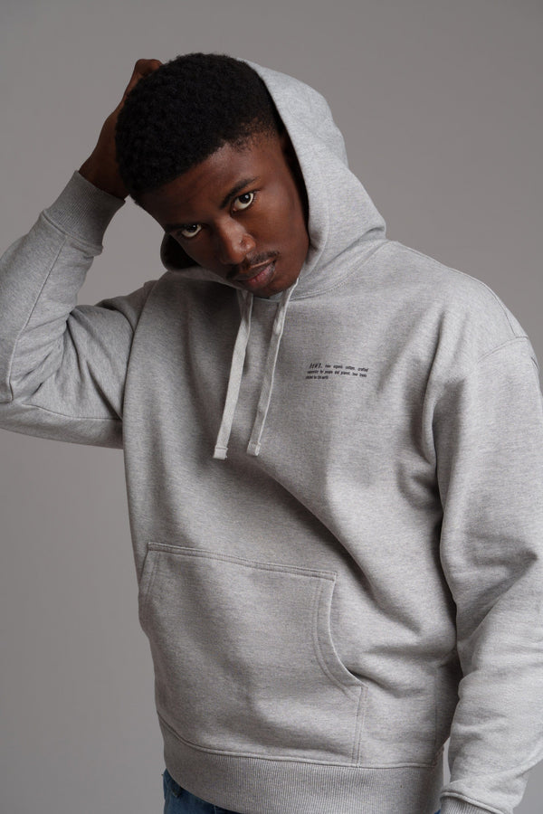 hewn. Mens Organic Cotton Signature Oversized Hoodie in Rock Grey Marl
