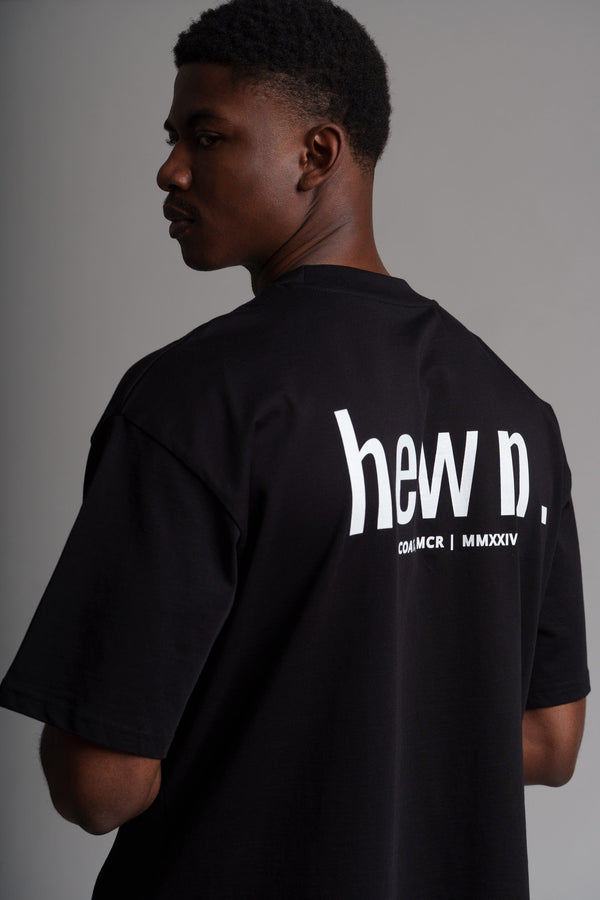 hewn. Mens Organic Cotton Signature Oversized T-shirt in Jet Black