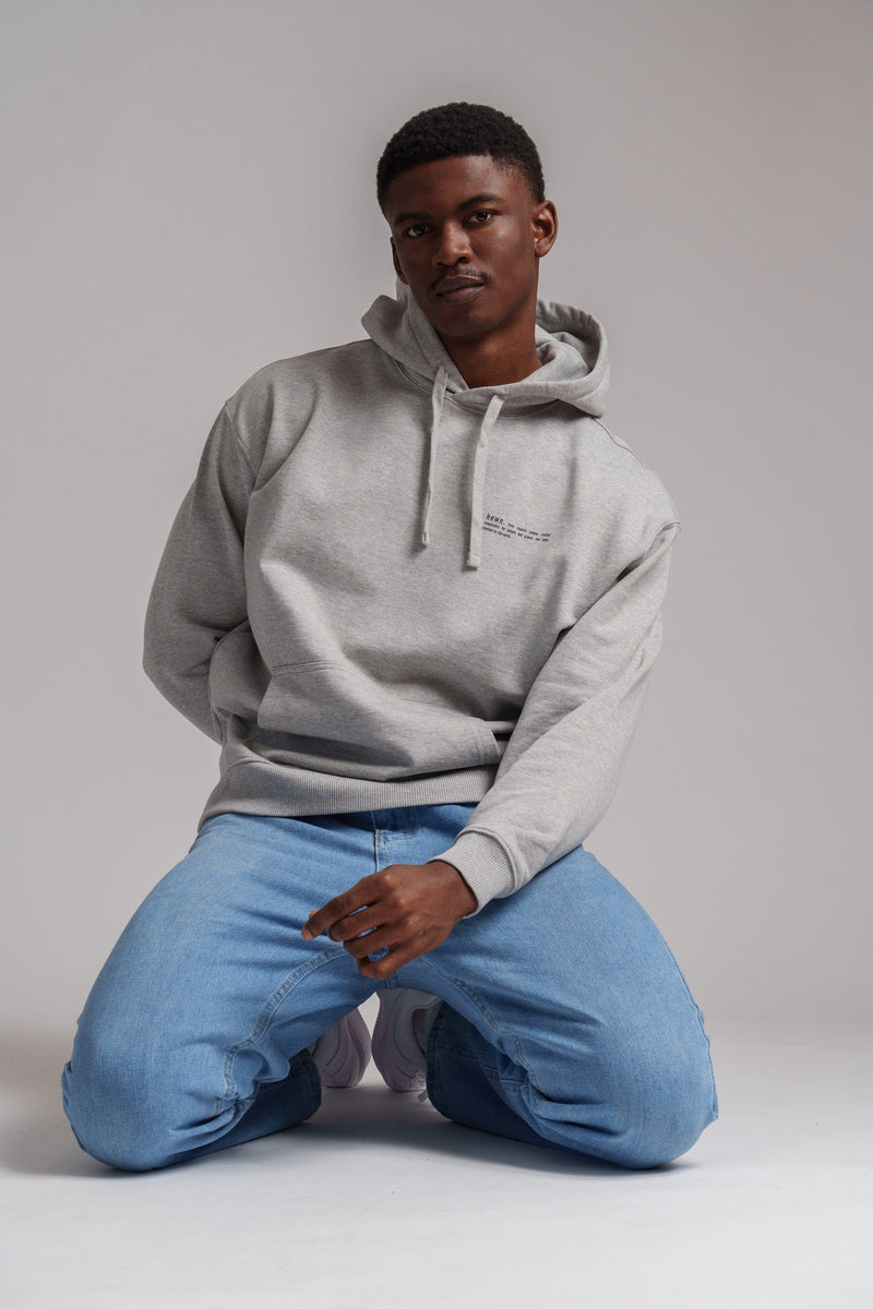 hewn. Mens Organic Cotton Signature Oversized Hoodie in Rock Grey Marl