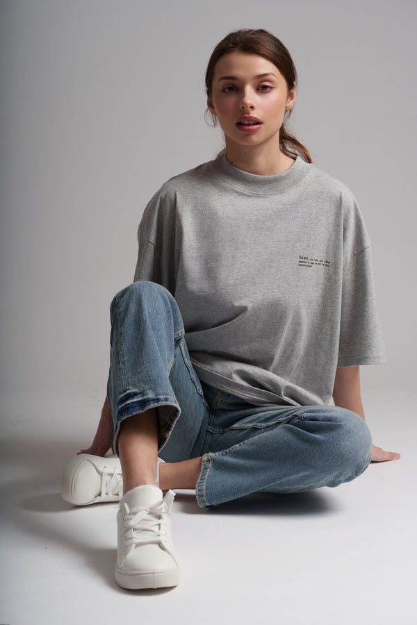Women's Organic Cotton Signature Oversized T-Shirt | Rock Grey Marl