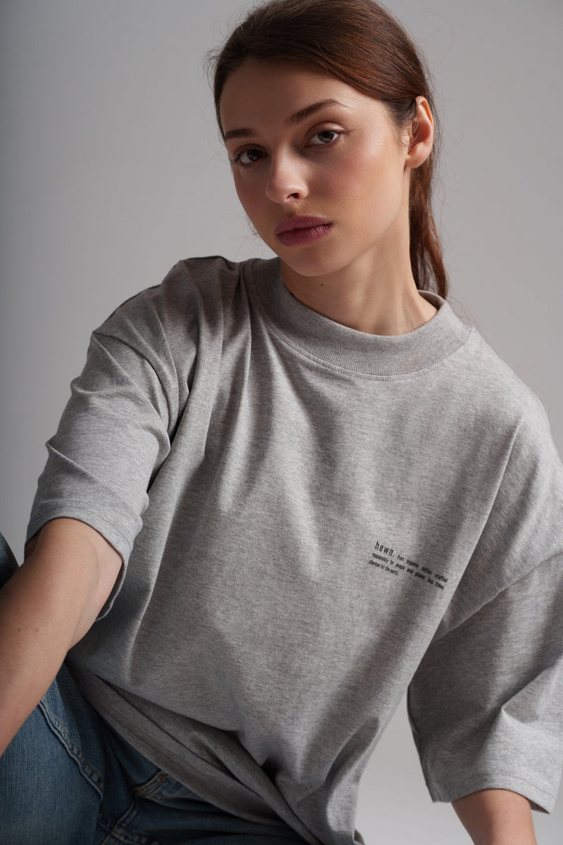 Women's Organic Cotton Signature Oversized T-Shirt | Rock Grey Marl