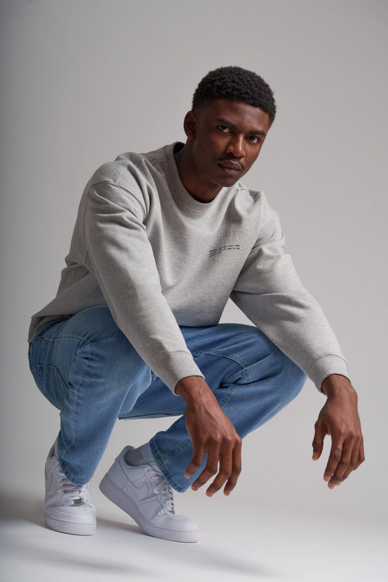 hewn. Mens Organic Cotton Signature Oversized Sweatshirt in Rock Grey Marl