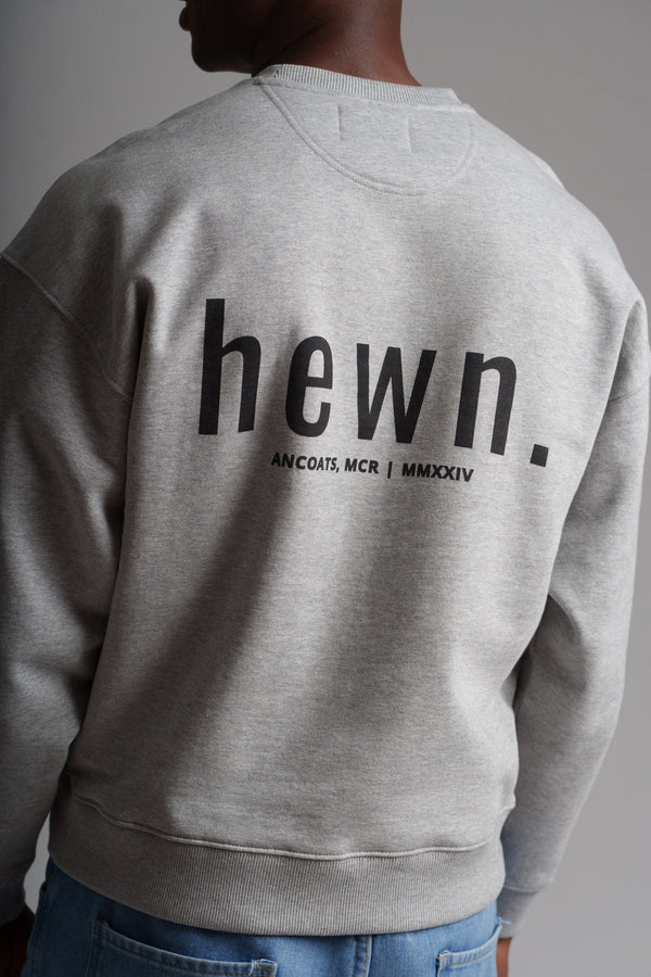 hewn. Mens Organic Cotton Signature Oversized Sweatshirt in Rock Grey Marl