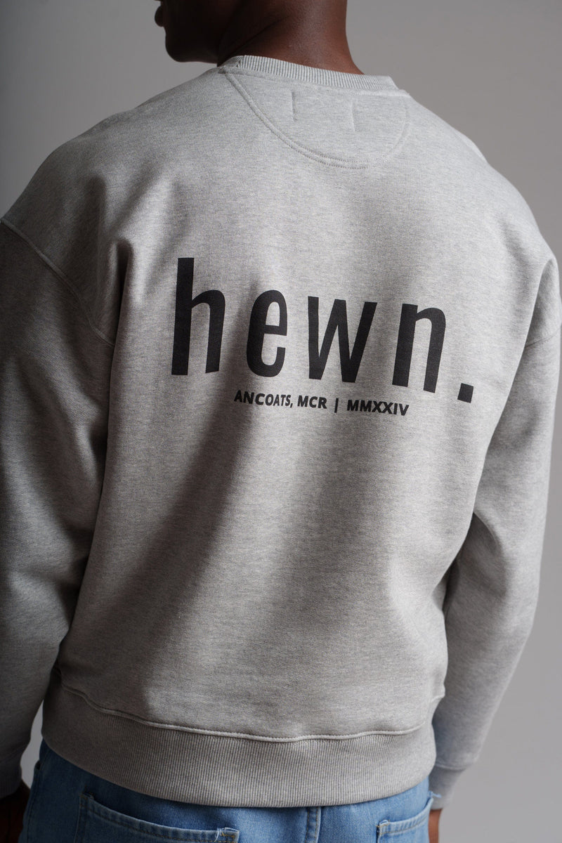 hewn. Mens Organic Cotton Signature Oversized Sweatshirt in Rock Grey Marl