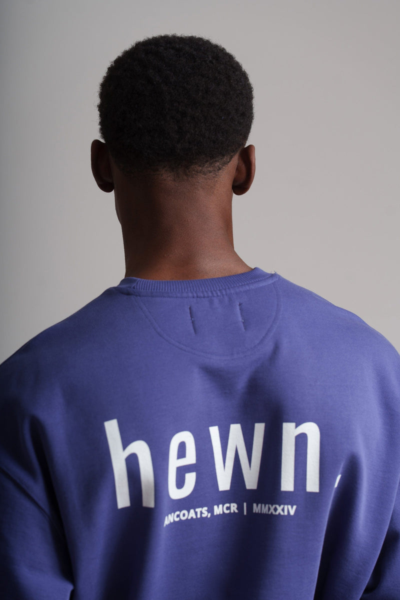 hewn. Mens Organic Cotton Signature Oversized Sweatshirt in Dusk Purple