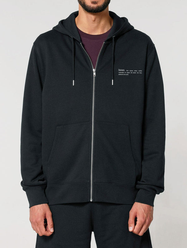 hewn. Mens Organic Cotton Relaxed-fit Zip Hoodie in Jet Black