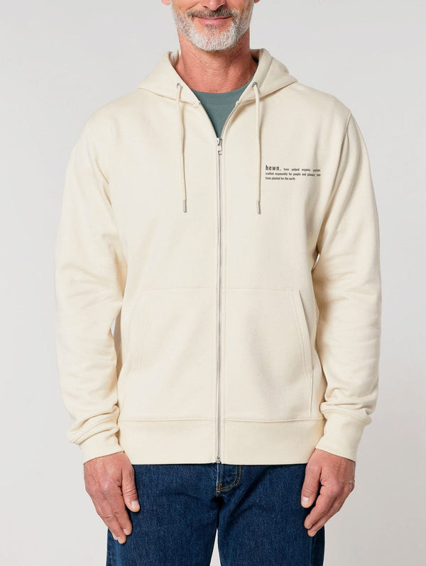 hewn. Mens Organic Cotton Relaxed-fit Zip Hoodie in Natural Cotton