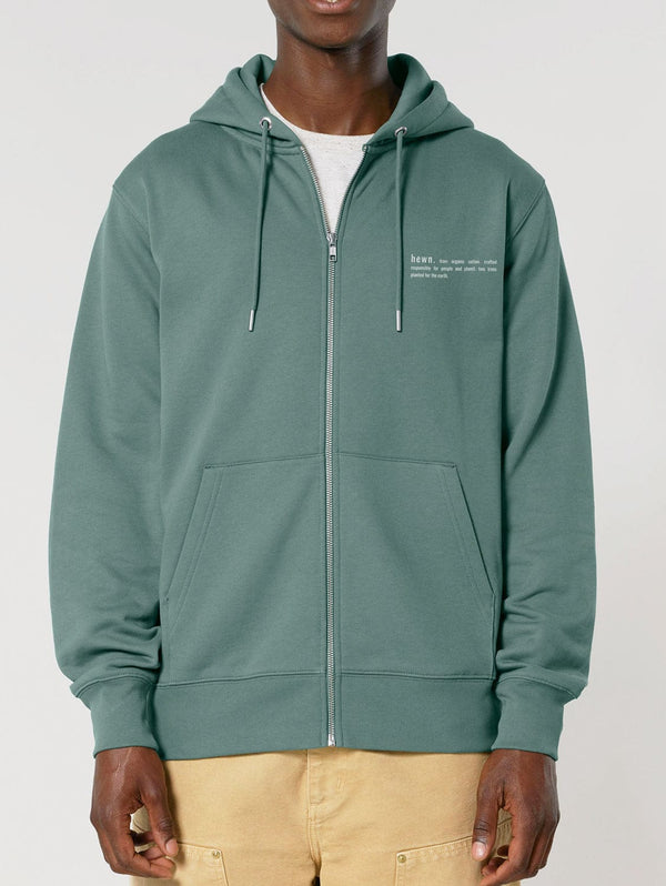 hewn. Mens Organic Cotton Relaxed-fit Zip Hoodie in Eucalyptus Green