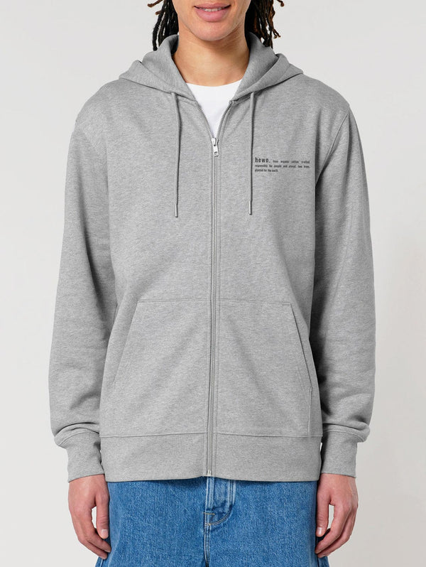 hewn. Mens Organic Cotton Relaxed-fit Zip Hoodie in Rock Grey Marl