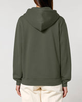 Immaculate Vegan - hewn. Womens Organic Cotton Relaxed-fit Zip Hoodie in Pine Green Khaki