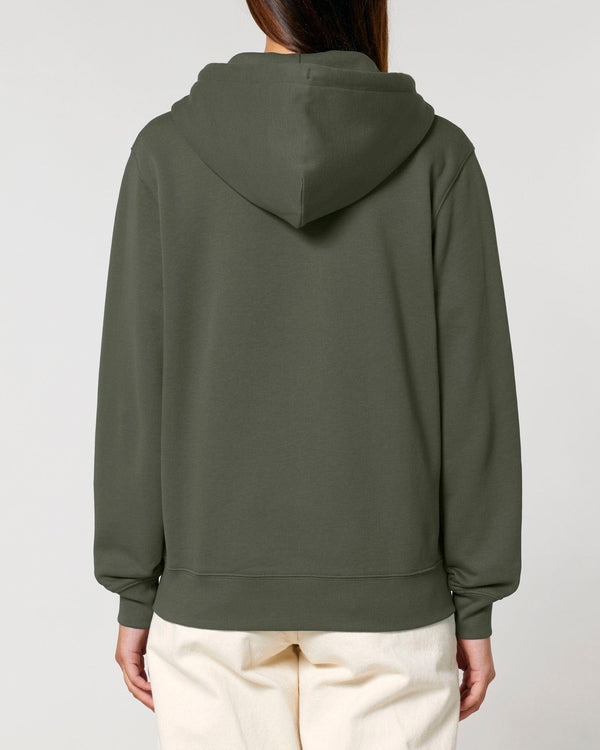 hewn. Womens Organic Cotton Relaxed-fit Zip Hoodie in Pine Green Khaki