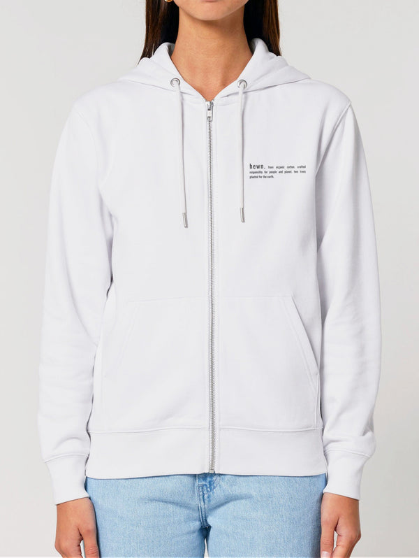 Women's Organic Cotton Relaxed Fit Zip Hoodie | Snow White