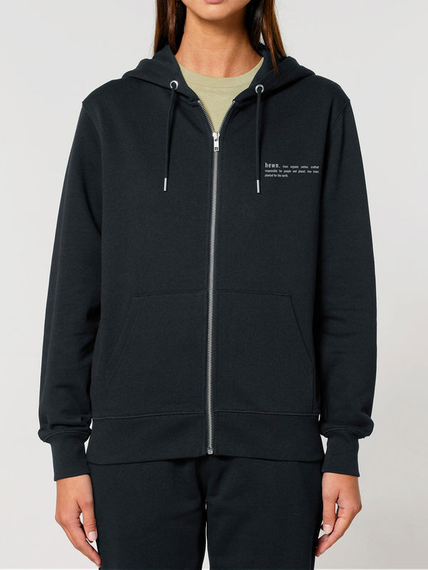 Women's Organic Cotton Relaxed Fit Zip Hoodie | Jet Black