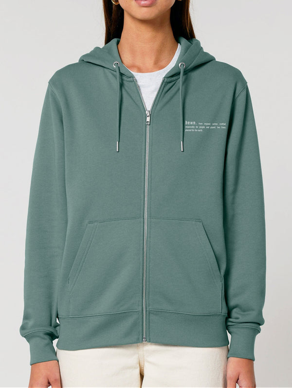 Women's Organic Cotton Relaxed Fit Zip Hoodie | Eucalyptus Green