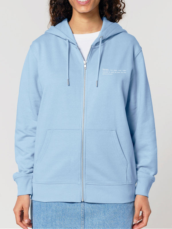 Women's Organic Cotton Relaxed Fit Zip Hoodie | Sky Blue