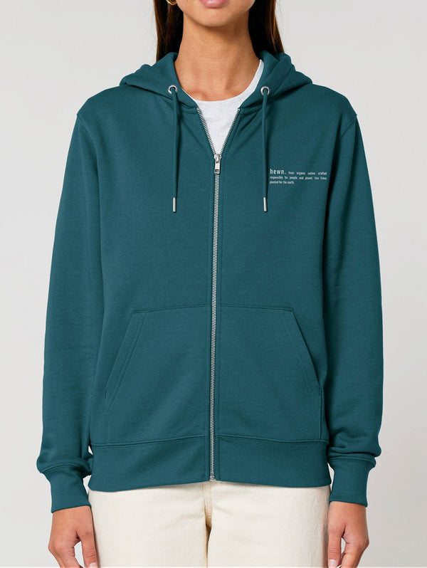 Women's Organic Cotton Relaxed Fit Zip Hoodie | Ocean Blue